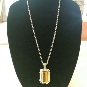 Gold Necklace with Tiger Eye